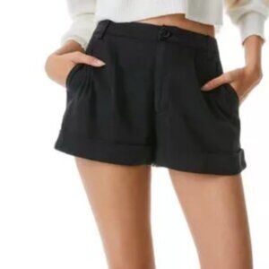 Alice * Olivia Dawson High Waisted Cuffed Short in Black